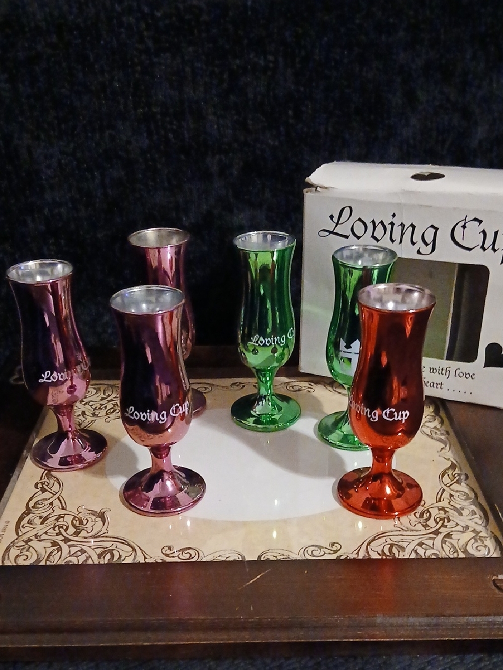 Assorted Metallic Shot Glass Set - Red, Pink, Green